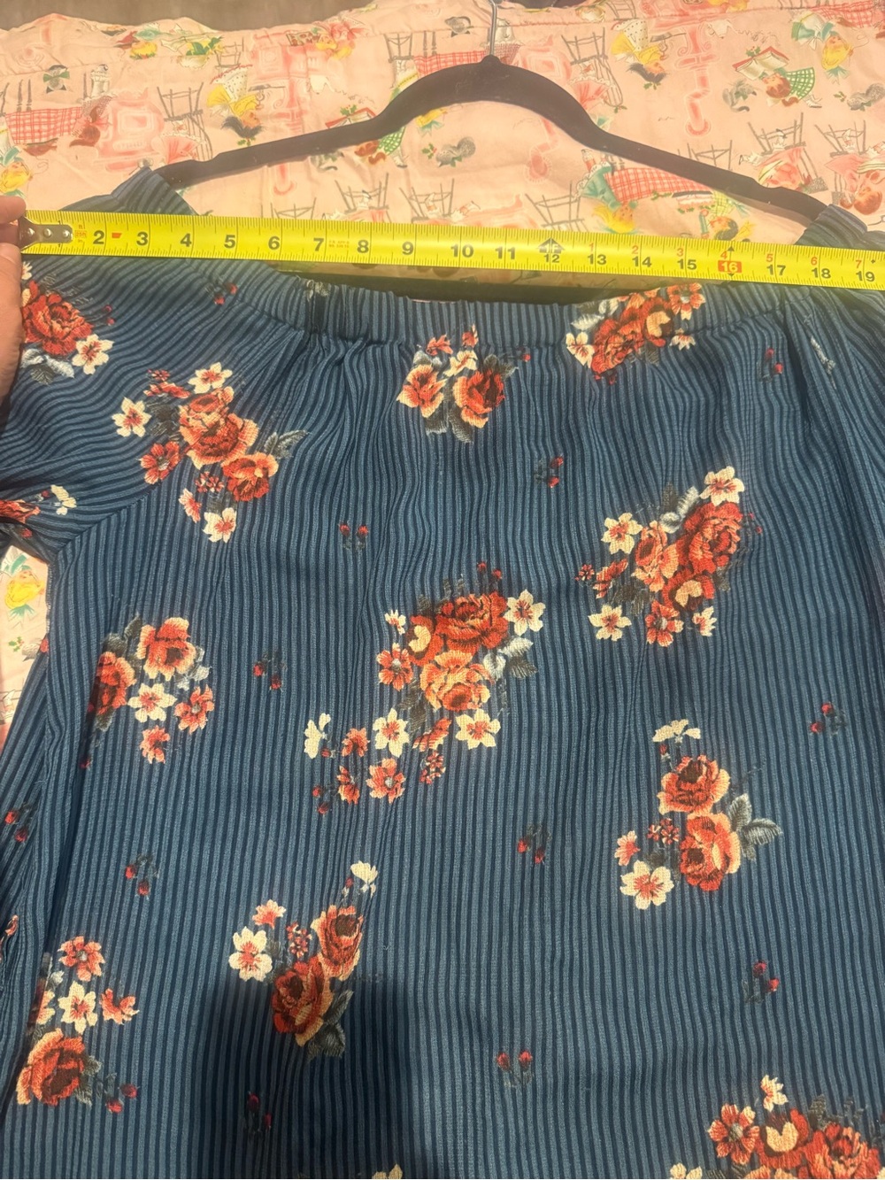 Haute Monde Teal Off-Shoulder Floral Tie-Sleeve Tunic - Picture 4 of 6